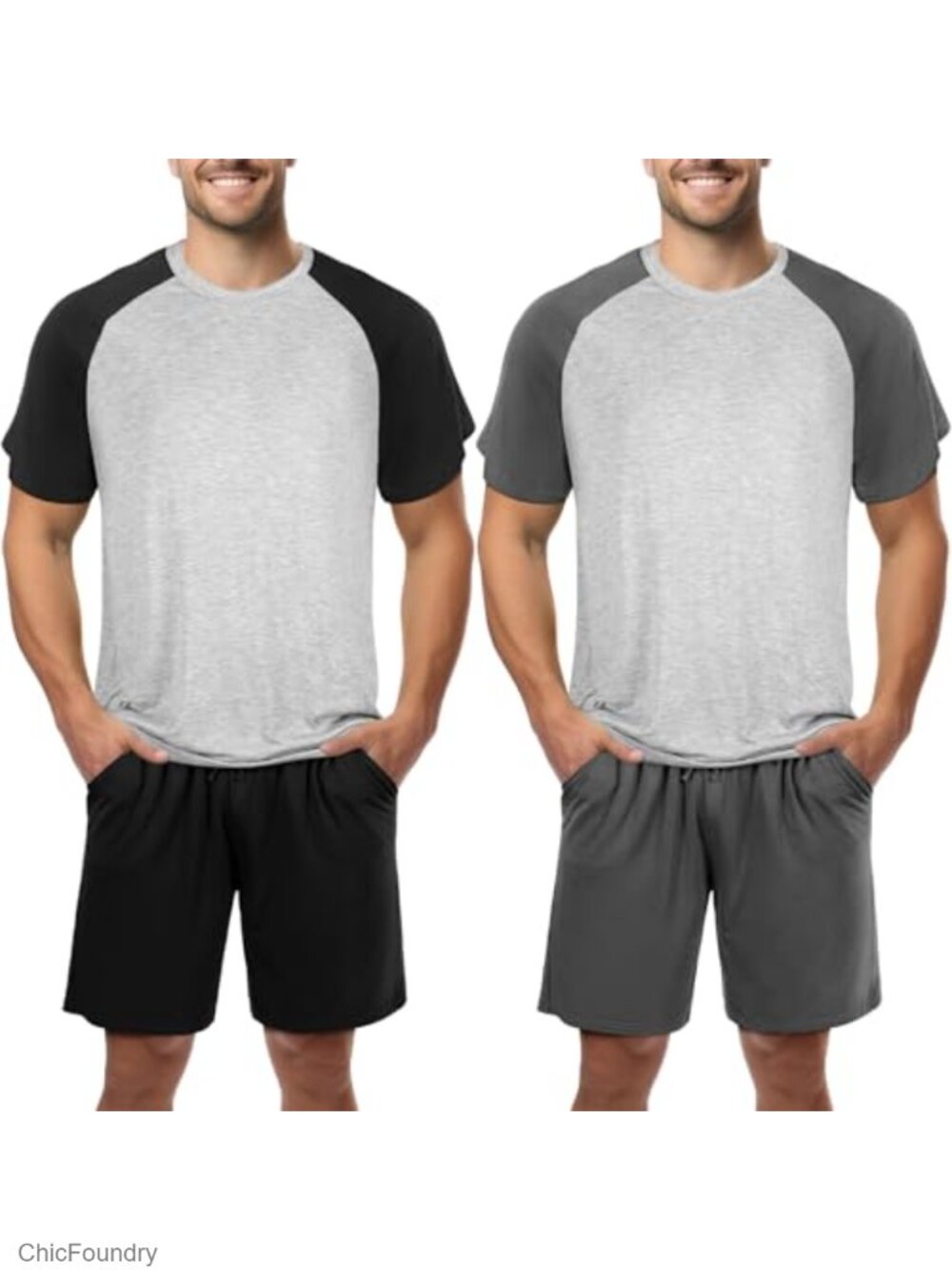 Men's Pajama Sets with Shorts, Modal Sleepwear 2 Pack, Soft Lounge Pjs